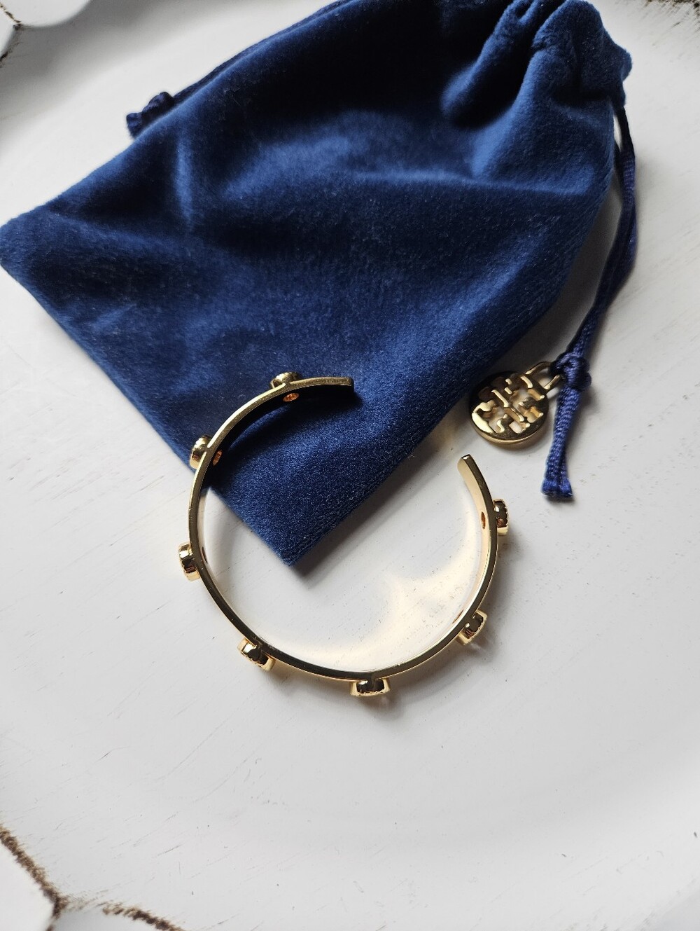 Tory Burch Gold Logo Cuff Bracelet - Picture 5 of 7